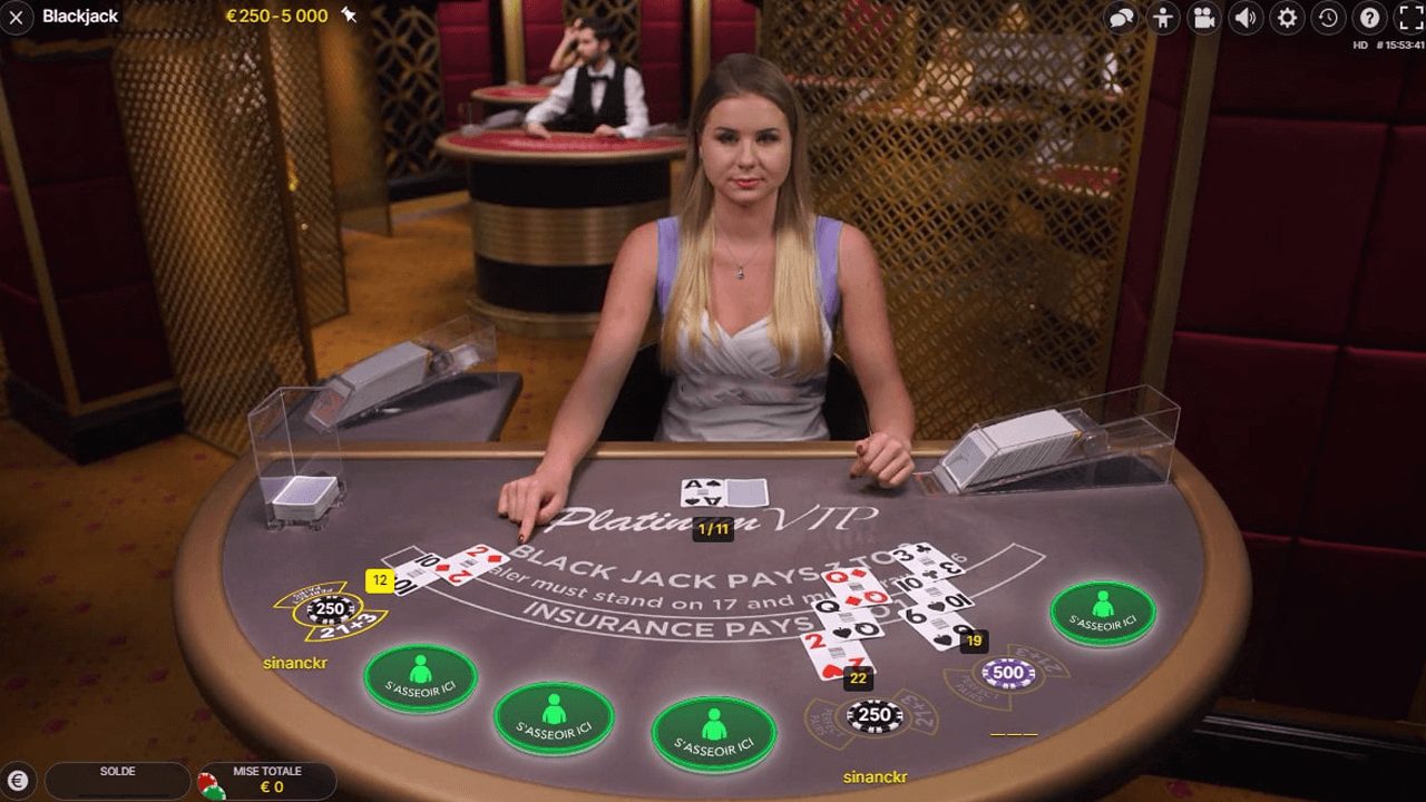 Application blackjack en ligne