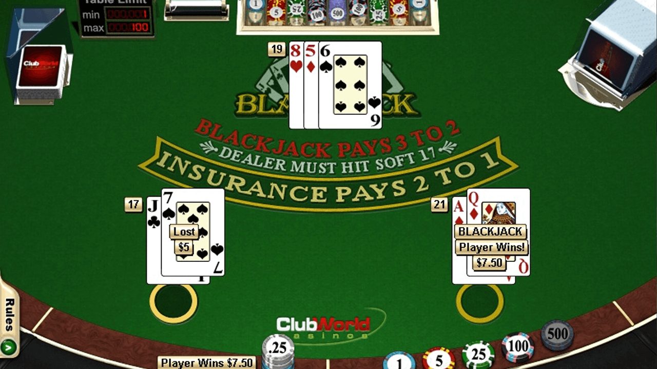 Application blackjack en ligne